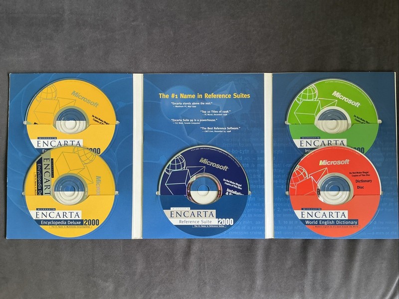 ​Microsoft Encarta Reference Suite 2000 Vintage PC Software 4 Discs gallery