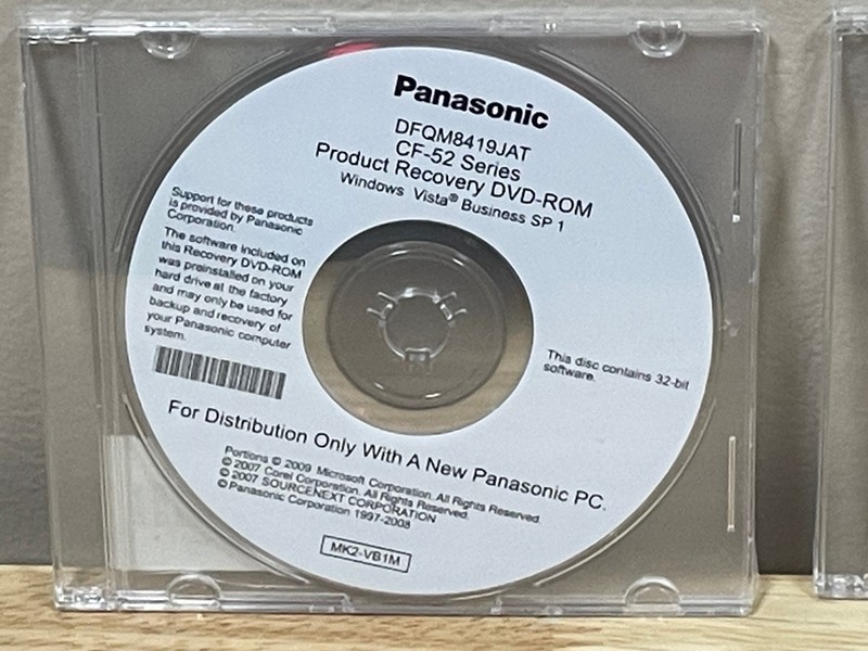 Sealed Panasonic CF-52 Series Recovery Discs Windows XP Pro Windows Vista Biz gallery