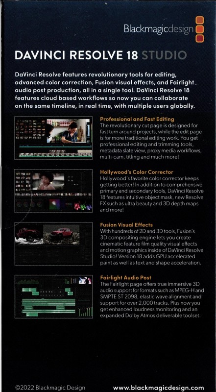 Blackmagic DaVinci Resolve Studio – Genuine Lifetime License – 2 Devices gallery