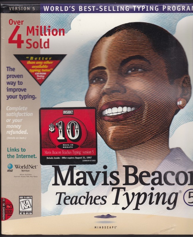 Software Mavis Beacons Teaches Typing Version 5 1997 CD-ROM Sealed Vintage