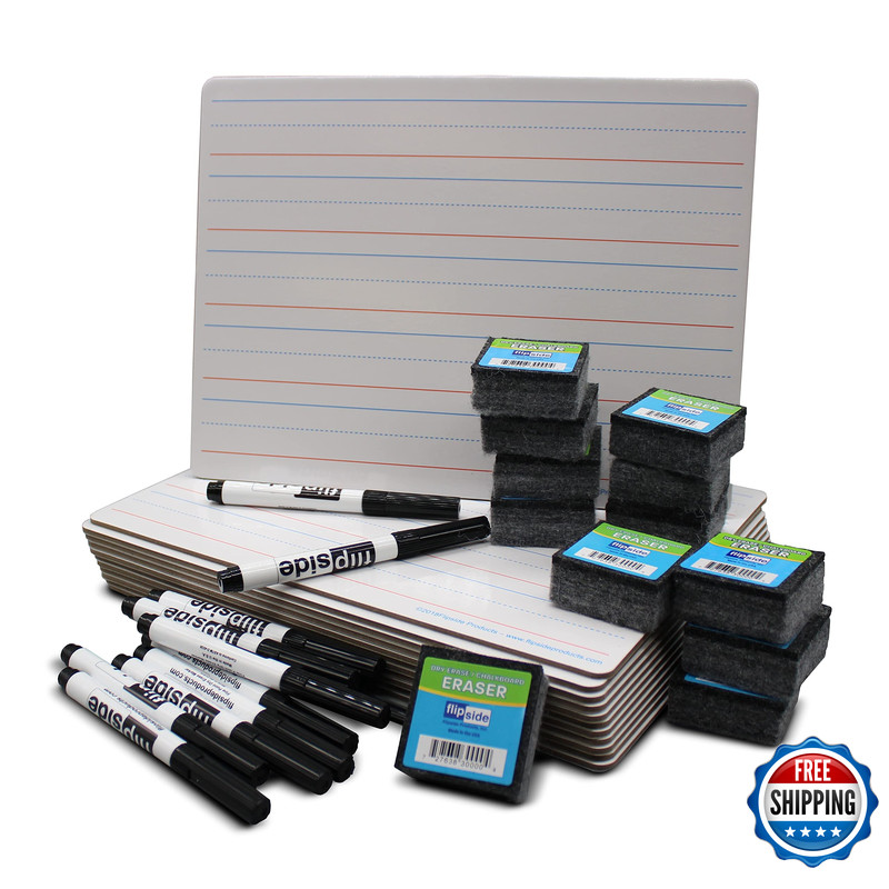 Flipside Products 9 X 12 Magnetic Dry Erase Two Sided Red Blue Lined Black