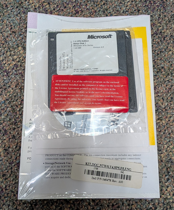 Vintage MICROSOFT WINDOWS NT 4.0 Workstation W/Key CD and floppy NEW NOS gallery