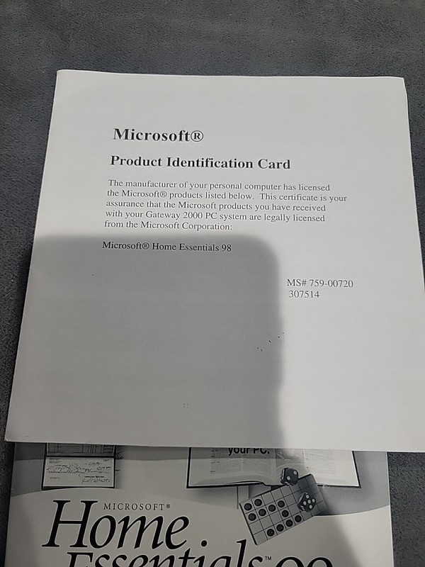 Microsoft Home Essentials 98 Disc, Manual, & Certificate Of Authenticity gallery