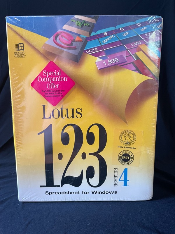 Vintage Sealed NOS Lotus 123 Spreadsheet Release 4 Software 3.5″ Disks