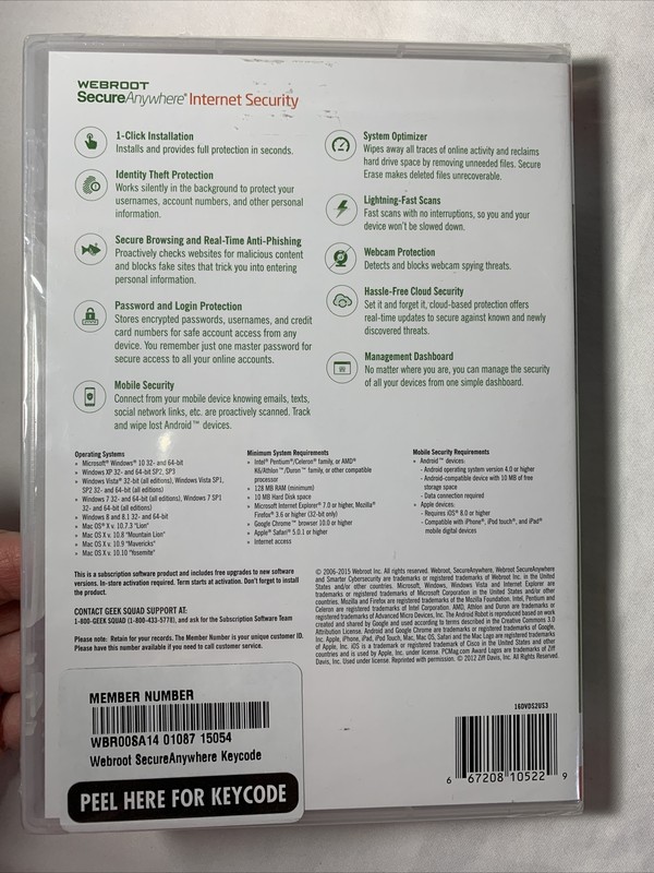 WEBROOT Secure Anywhere Internet Security 3 DEVICES (Mac PC Android iOS Mobile) gallery