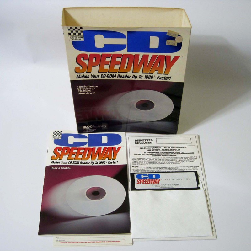 CD SPEEDWAY ™ Make Your CD ROM Reader 1000% Faster For DOS 5-1/4″ Floppy © 1991