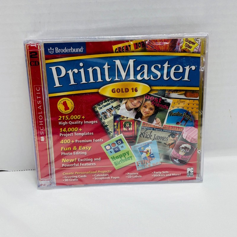 Broderbund PrintMaster Gold 16 PC CD New Sealed