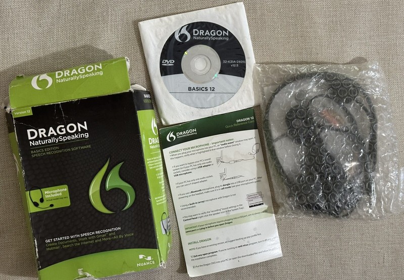 Nuance Dragon Naturally Speaking Basics – Version 12 (DVD, 2013 1-Disc) Open Box