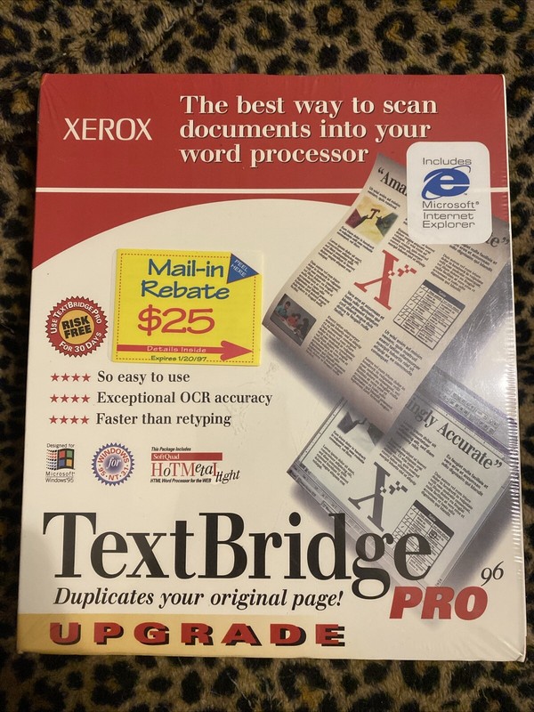 VINTAGE SEALED Xerox Textbridge Pro 96 CD-ROM for Windows 95 OLD TECH