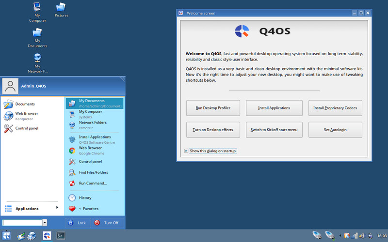 Linux Q4OS Aquarius Trinity 64bit for Elderly PCs USB AMD64 Canada economy ship gallery