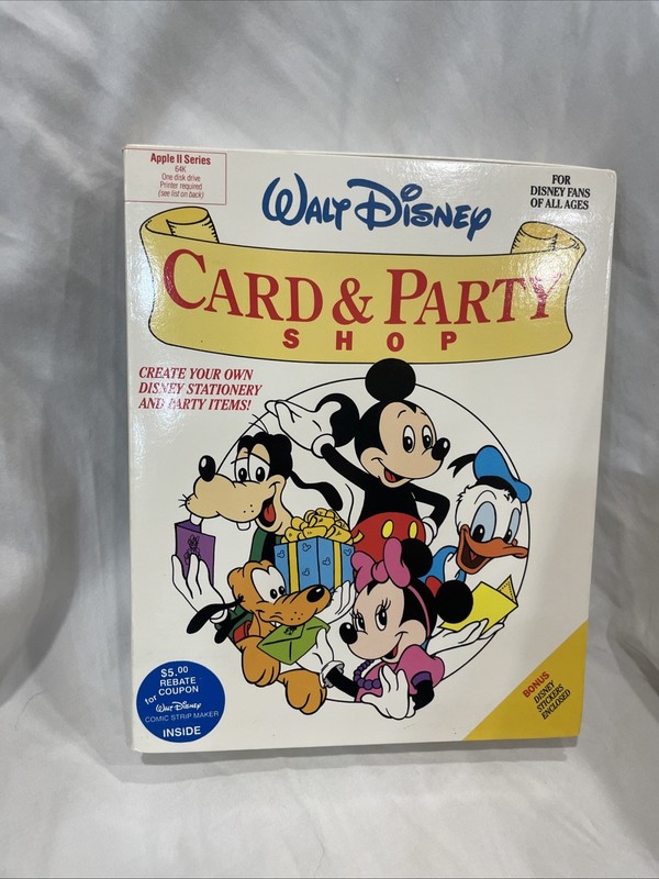 Walt Disney Card & Party Shop by Bantam Software for Apple II+,IIe,IIc,IIgs 1986