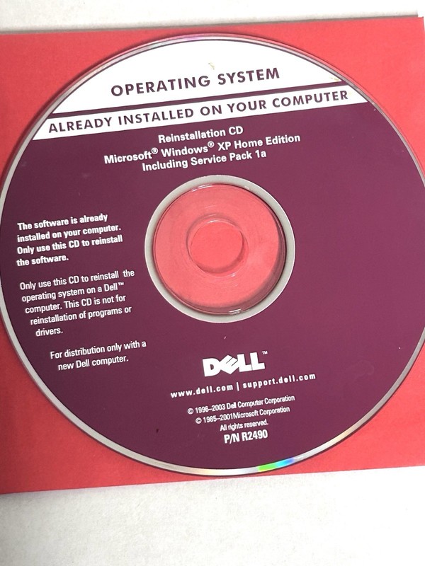 Dell Microsoft Windows XP Home Edition SP1a Reinstallation CD w/ Key P/N R2490