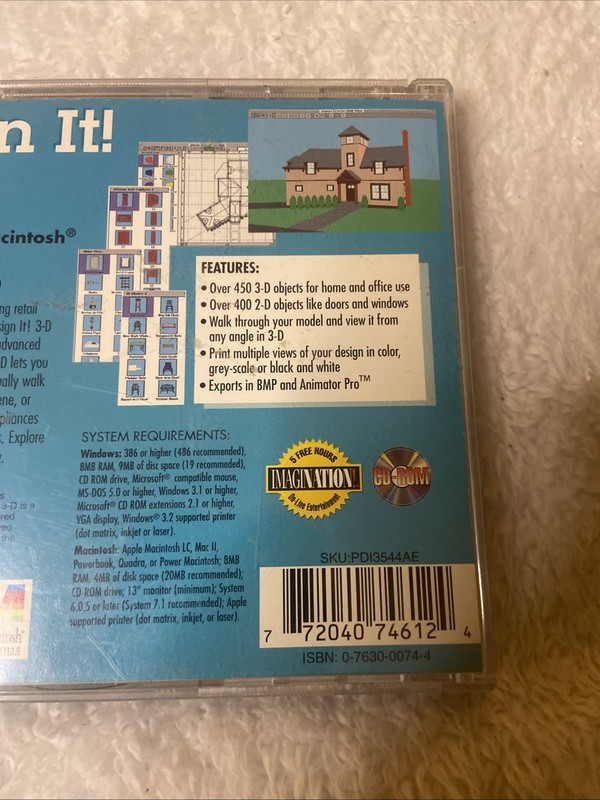 Design It 3D PC CD ROM VTG Softkey WIN MAC 1995 Interactive gallery