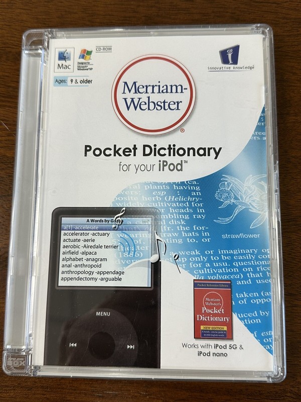 merriam webster pocket dictionary ipod cd-rom