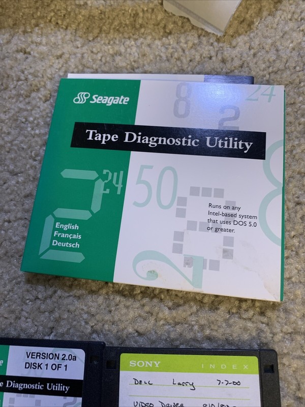 Seagate Tape Diagnostic Utility DOS 5.0 floppy disc + Driver Installation Disc gallery