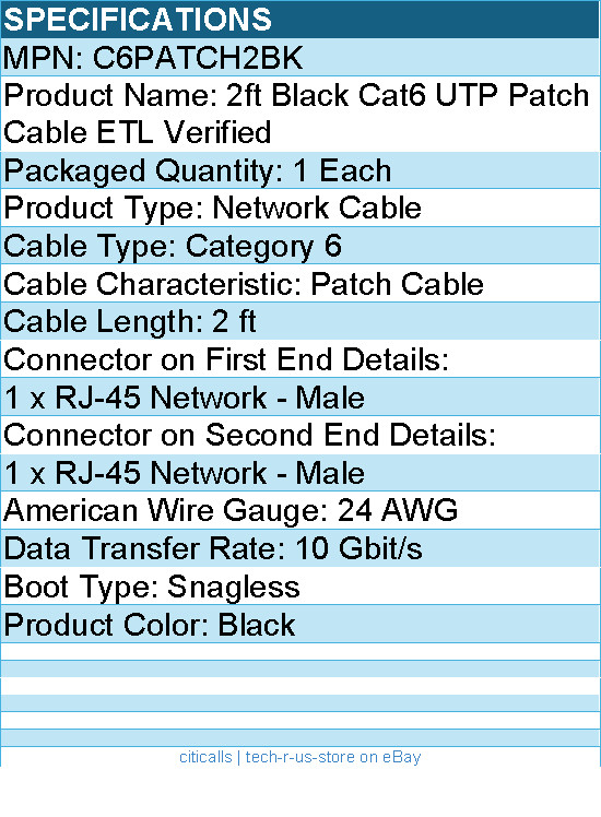 StarTech C6PATCH2BK 2ft CAT6 Ethernet Cable - Black Molded Gigabit gallery