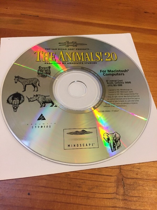Vintage 1994 San Diego Zoo Animals 2.0 Arnowitz Mac Macintosh Software Disc CD