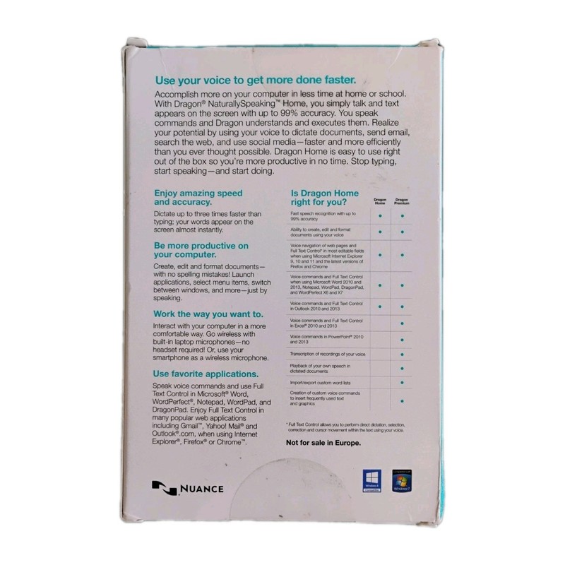 Nuance Dragon NaturallySpeaking Home 13 DVD Headset New Sealed DVD Retail Box 🎤 gallery
