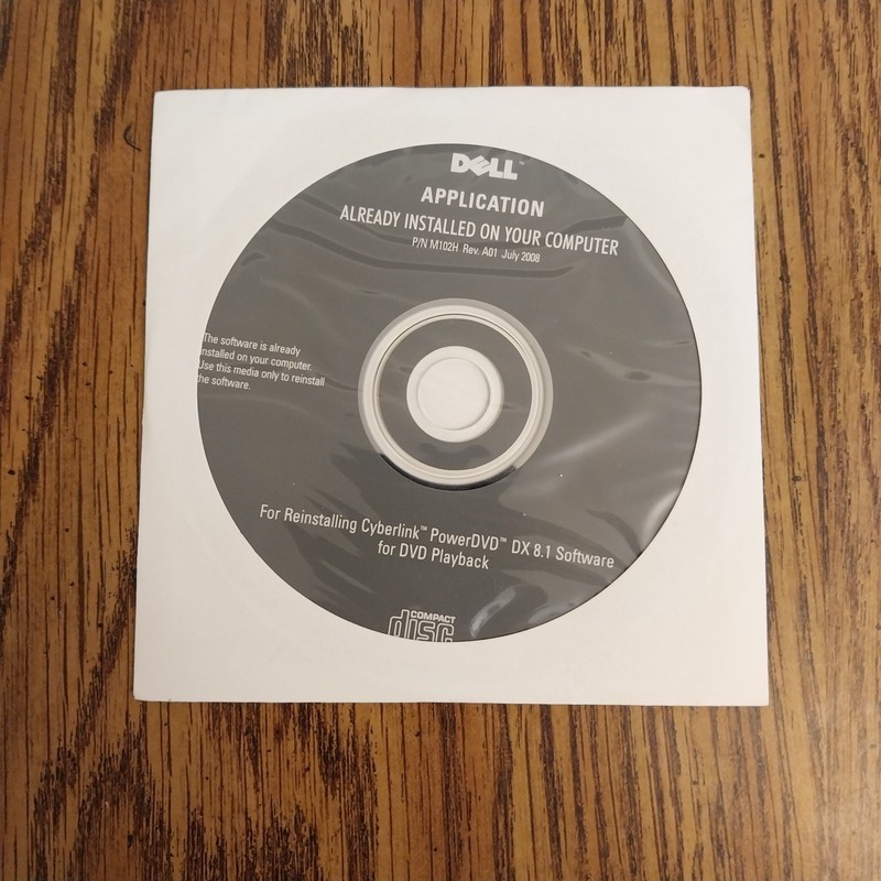 2008 Dell Application Reinstalling Cyberlink Power DVD DX 8.1 Software M102H New