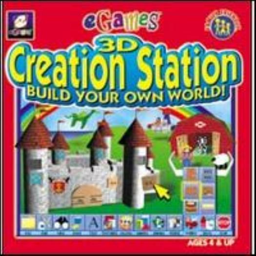 3D Creation Station PC CD kids build scenes from shapes blocks creative game!