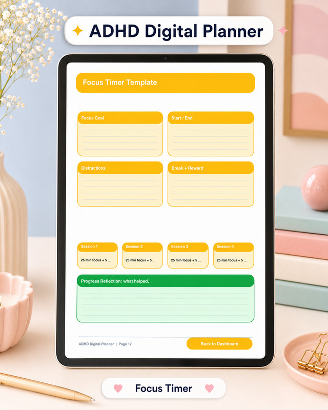 ADHD Digital Planner PDF GoodNotes iPad Planner Brain Dump Focus Habit Tracker gallery