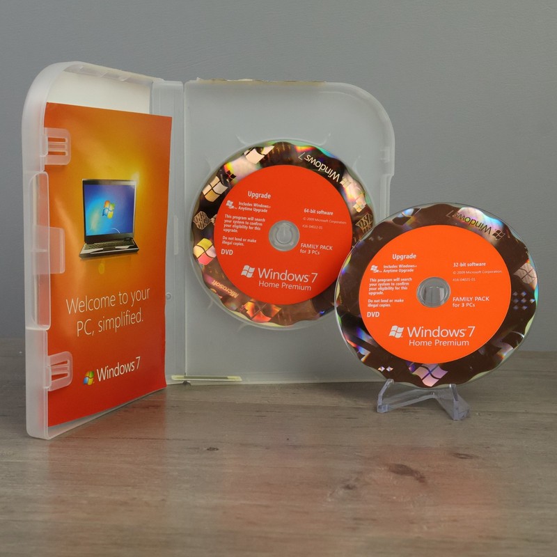 Microsoft Windows 7 Home Premium Family Pack Upgrade 3 PCs w/ Product Key & Disc