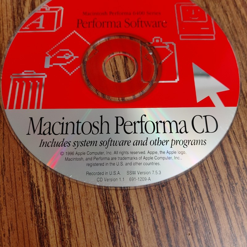 Apple Mac Macintosh Performa 6400 Series Performa Software CD 691-1209-A 1996 gallery