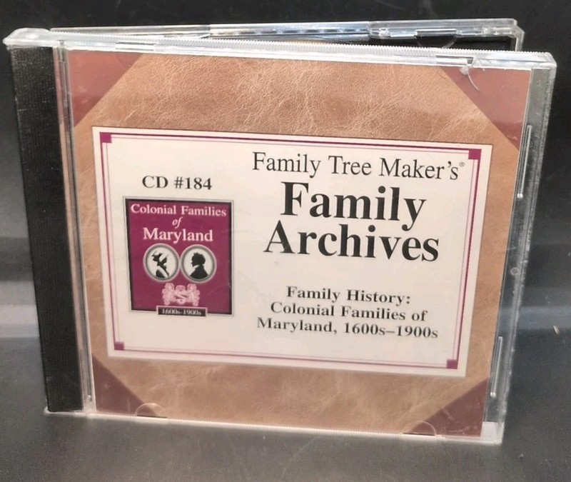 Broderbund Family Tree Maker Data CD # 184 Maryland Family Histories 1600s-1900s