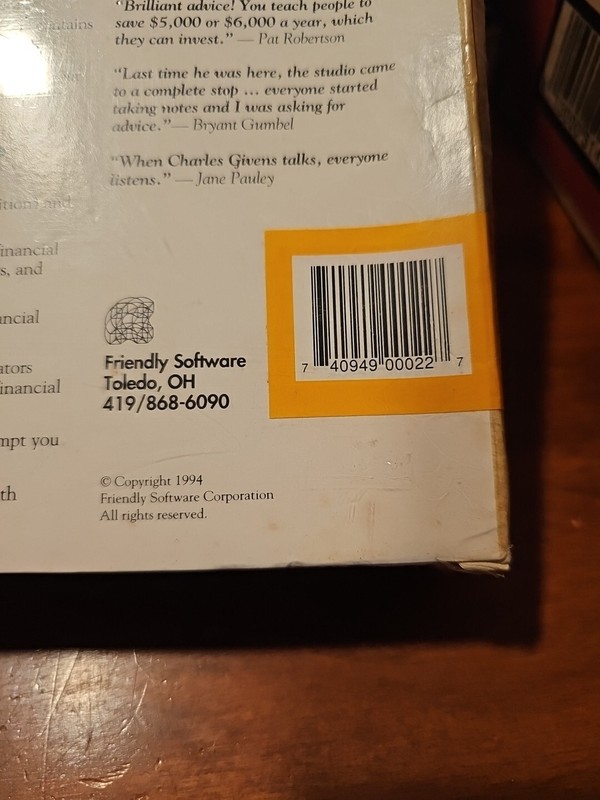NEW VINTAGE 1994 CHARLES J. GIVENS MONEY GUIDE CD ROM EDITION FRIENDLY SOFTWARE gallery