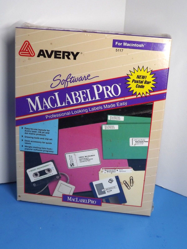 Vintage 1996 Avery Software MacLabelPro 5117 for Macintosh 3.5 Discs New (O)