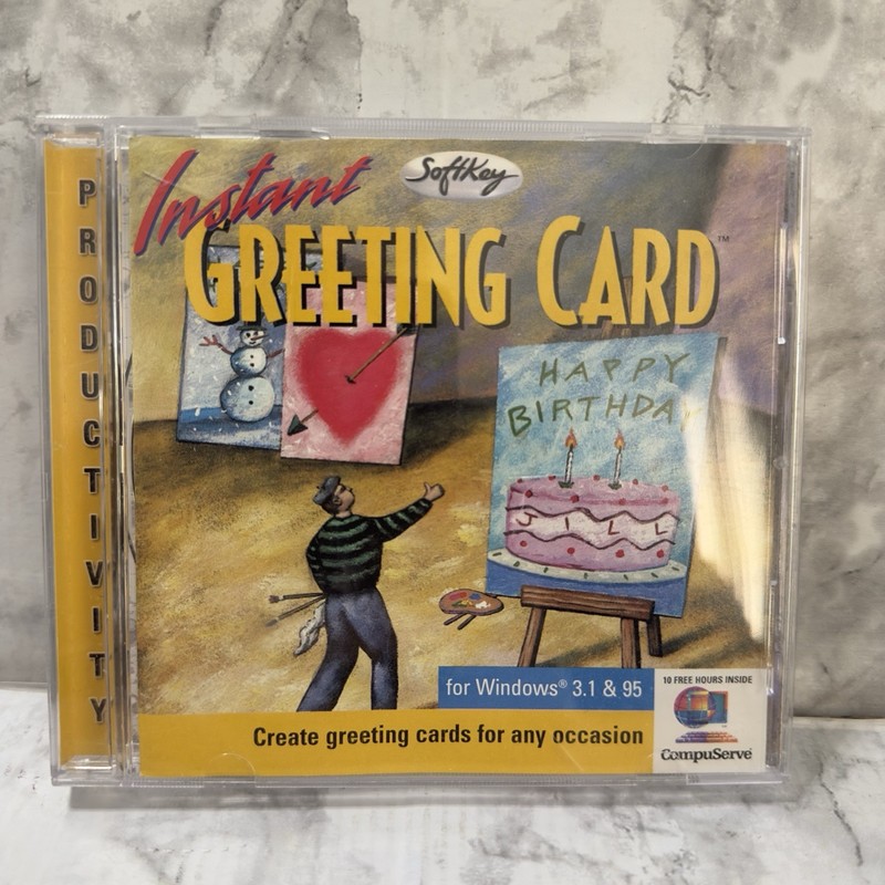 Instant Greeting Card SoftKey -CD ROM Windows 3.1 & 95