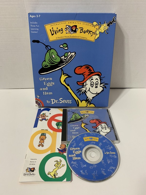 1996 Living Books Green Eggs and Ham Dr Seuss PC CD Rom in Big Box