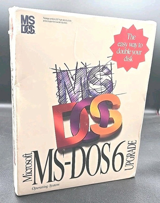 Microsoft MS-DOS 6 Upgrade Vintage 3.5″ disks Brand New Factory Sealed 1993 NOS