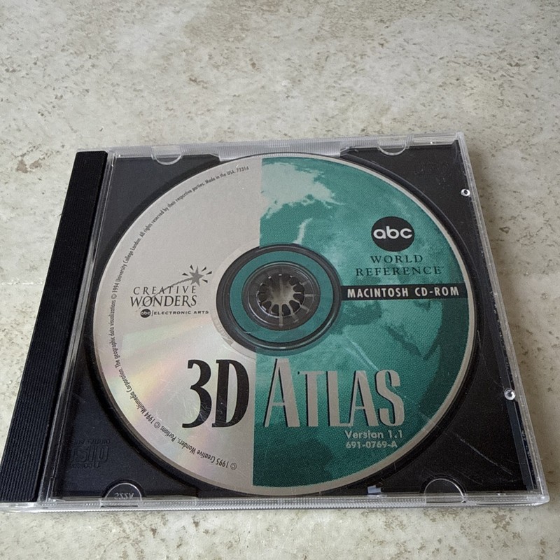 3D Atlas Version 1.1 by Electronic Arts EA Apple Mac Macintosh 1994 /1995 CD-ROM