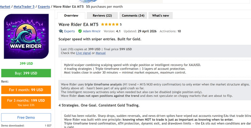 v4.1 Wave Rider EA Metatrader MT5 Gold Bot Trading Forex Robot prop firm gallery