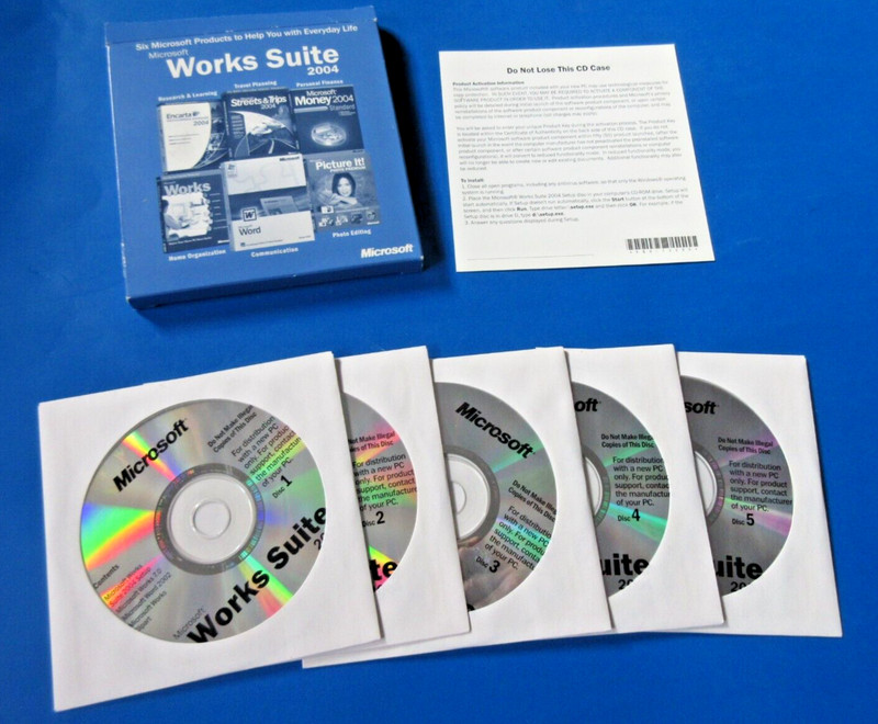 Microsoft Works Suite 2004 CD Software Set Money Encarta Word Picture - W/Key gallery