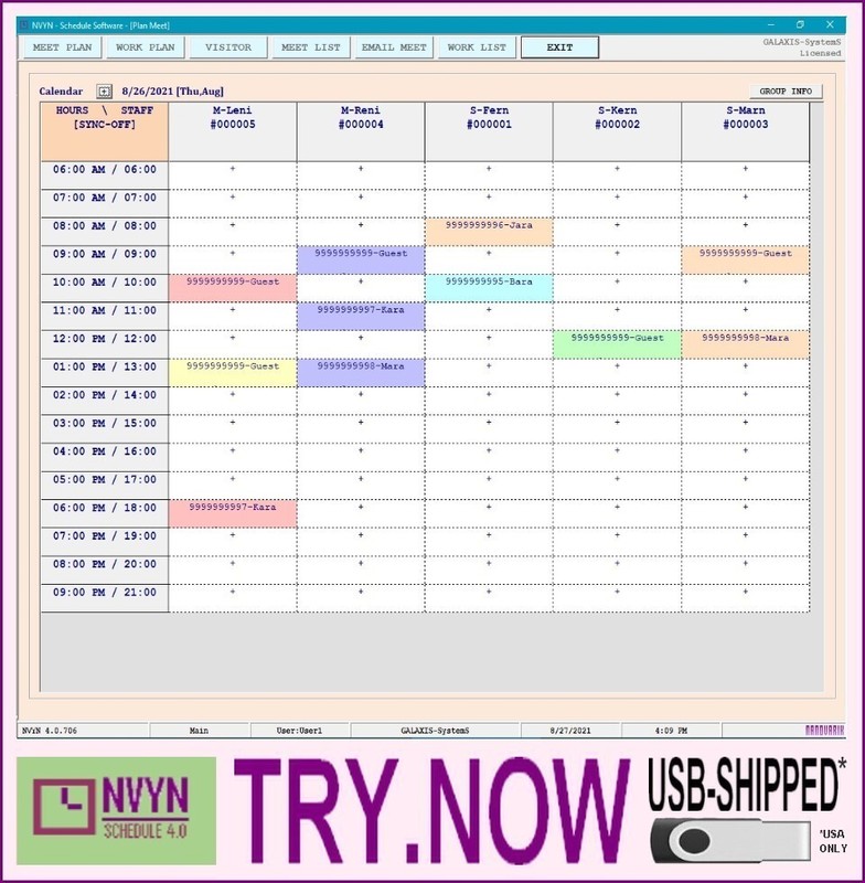 NVYN Visitor Schedule Software – Meet Work Plan Calendar