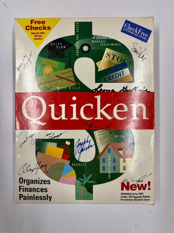 Developer Signed Autographed Intuit Quicken 6.0 DOS 3.5” And 5.25 Floppy