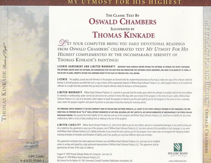 Oswald Chambers - My Utmost for His Highest CD-ROM, WIN/MAC 1999 Thomas Kinkade gallery