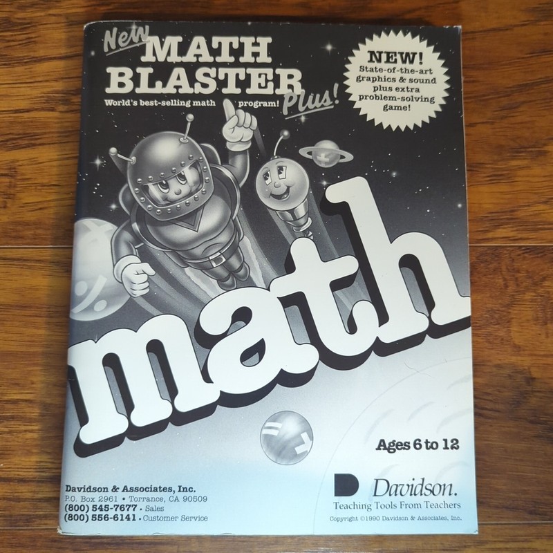 1991 MATH BLASTER PLUS PC LEARNING GAME With Manual 3.5 And 5 1/4 Disks