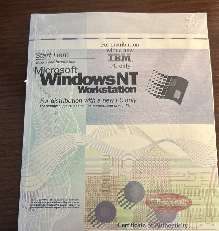 Factory Sealed Microsoft Windows NT Workstation 4.0 CD for IBM PC