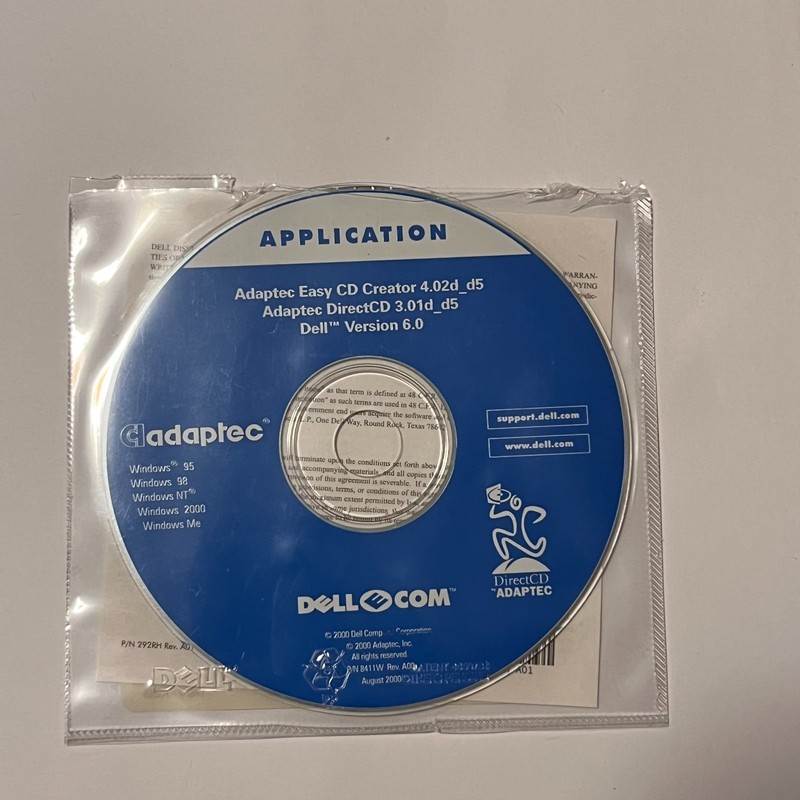 Dell Application ADAPTEC Easy CD Creator 4.02d_D5 DirectCD 3.01d_D5 Version 6