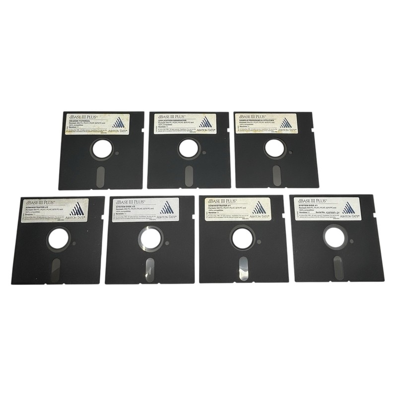 Ashton-Tate dBASE III Plus Data Management Software Ver 1.1 on Seven 5.25″ Disks