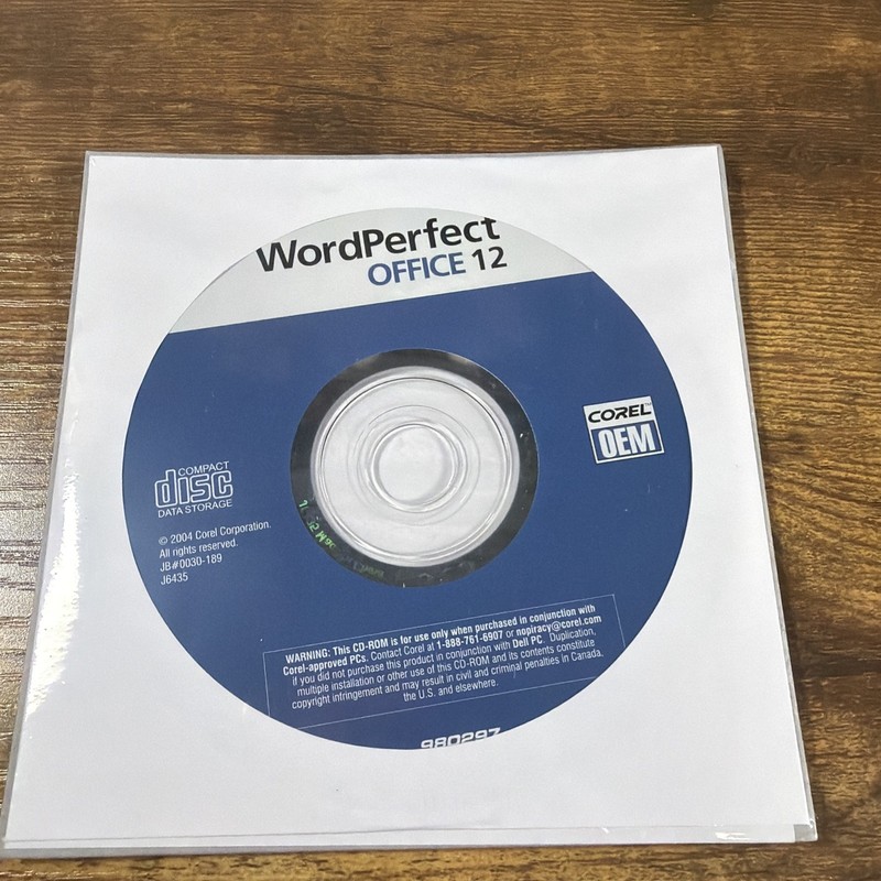 WordPerfect Office 12 2004 Corel OEM Disc