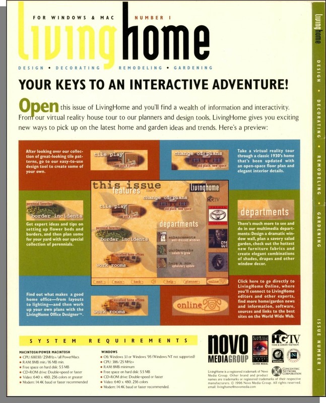 Living Home Issue #1 - 1996 - New Home Improvement CD-ROM Magazine for PC, Mac! gallery