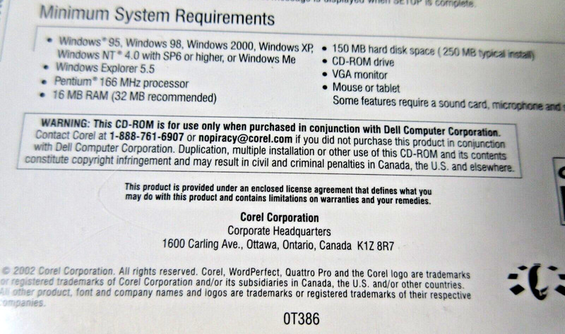 WordPerfect 2002 Productivity Pack CD-ROM, Corel OEM NEW & SEALED Software gallery