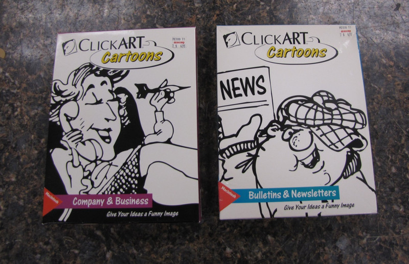 2x NEW ClickArt Cartoons Software for Macintosh Business & Bulletins 1990 / 1991