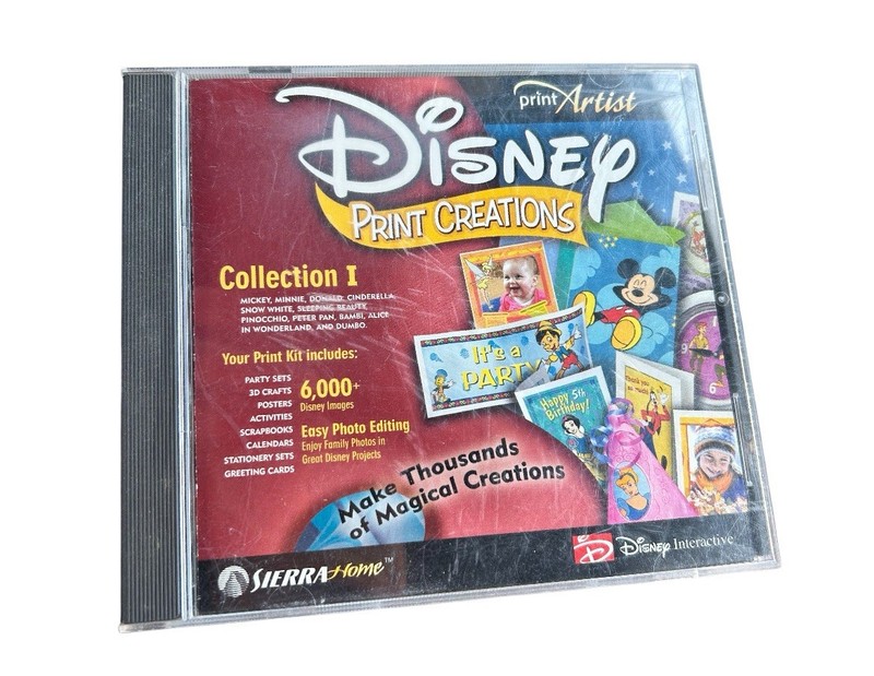 Disney’s Print Creations Photo Edit Mickey Minnie Cinderella retro PC software