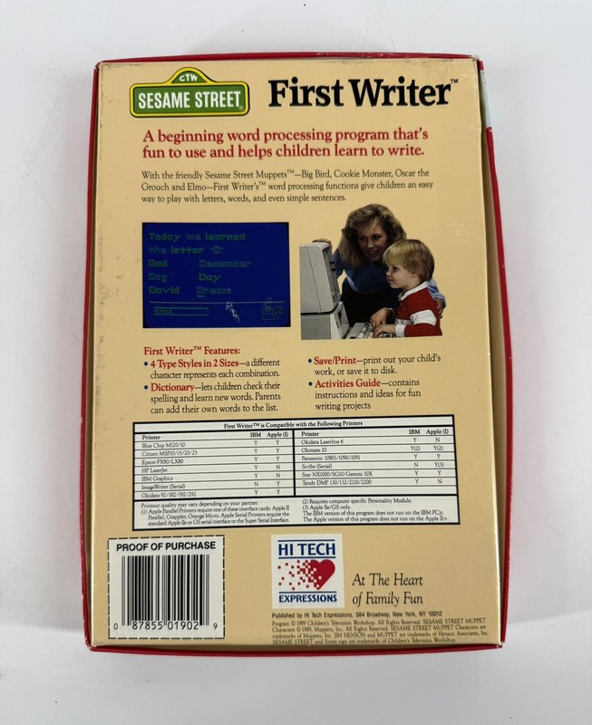 Sesame Street First Writer: A Beginning Word Processor for Children IBM Game EUC gallery