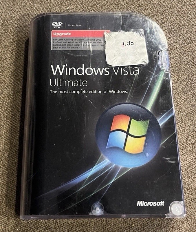 Microsoft Windows Vista Ultimate Full 32 Bit & 64 Bit DVDs Includes Retail Box!